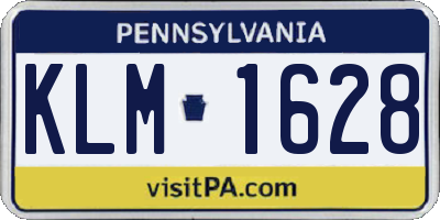 PA license plate KLM1628