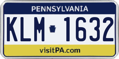 PA license plate KLM1632