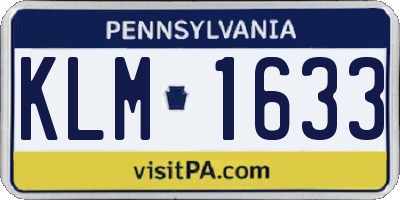 PA license plate KLM1633