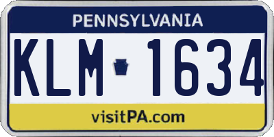 PA license plate KLM1634