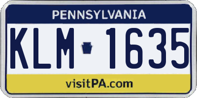 PA license plate KLM1635