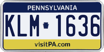 PA license plate KLM1636