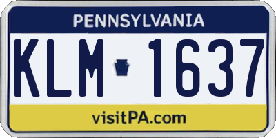 PA license plate KLM1637