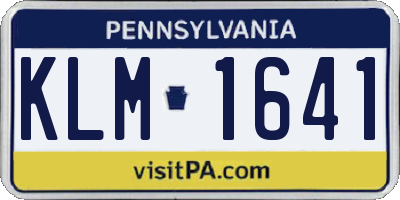 PA license plate KLM1641