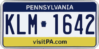 PA license plate KLM1642