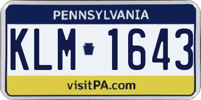 PA license plate KLM1643