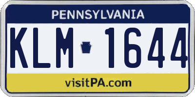 PA license plate KLM1644