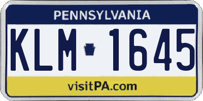 PA license plate KLM1645