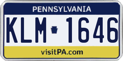 PA license plate KLM1646