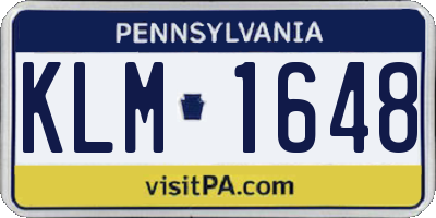 PA license plate KLM1648