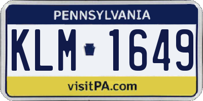 PA license plate KLM1649
