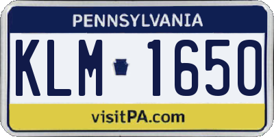 PA license plate KLM1650
