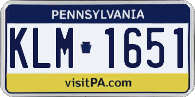 PA license plate KLM1651