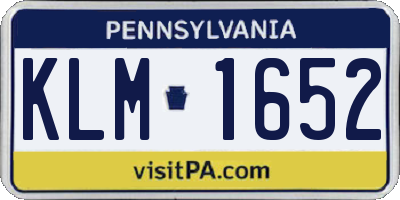 PA license plate KLM1652