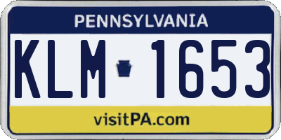 PA license plate KLM1653