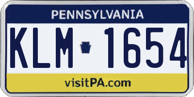 PA license plate KLM1654