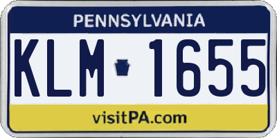 PA license plate KLM1655