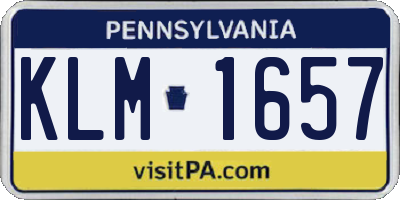 PA license plate KLM1657