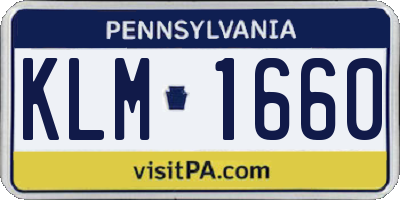 PA license plate KLM1660