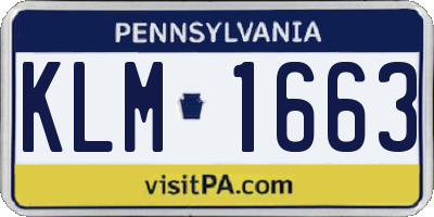 PA license plate KLM1663