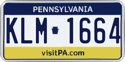 PA license plate KLM1664