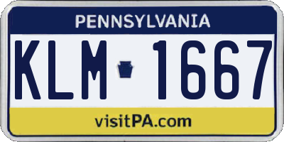 PA license plate KLM1667