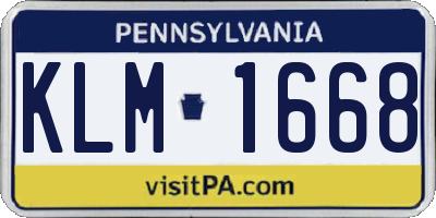PA license plate KLM1668