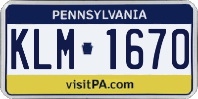 PA license plate KLM1670