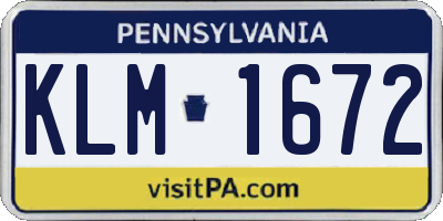 PA license plate KLM1672