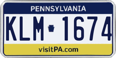 PA license plate KLM1674