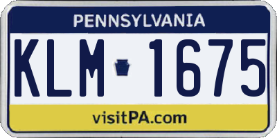 PA license plate KLM1675