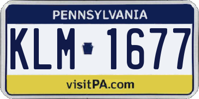 PA license plate KLM1677
