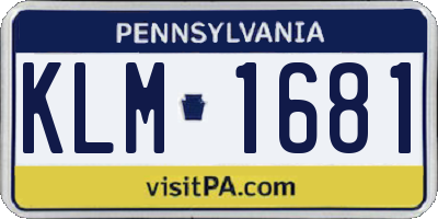 PA license plate KLM1681