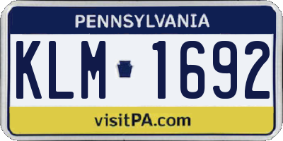 PA license plate KLM1692
