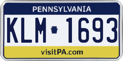 PA license plate KLM1693