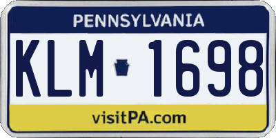 PA license plate KLM1698
