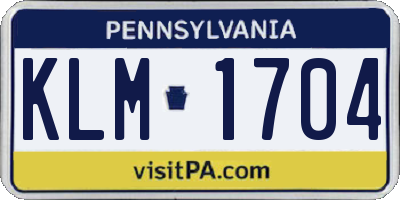 PA license plate KLM1704