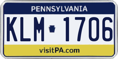 PA license plate KLM1706