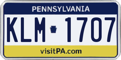 PA license plate KLM1707