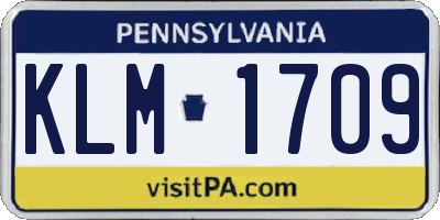 PA license plate KLM1709