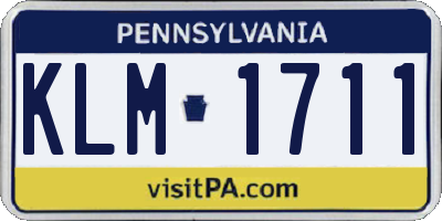 PA license plate KLM1711