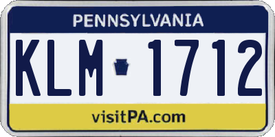 PA license plate KLM1712