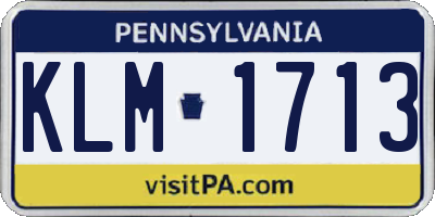 PA license plate KLM1713
