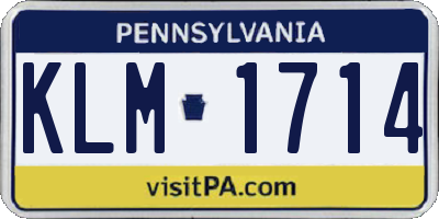 PA license plate KLM1714