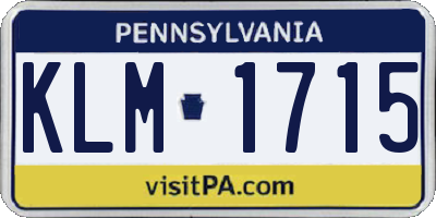 PA license plate KLM1715