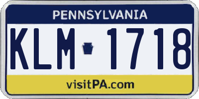PA license plate KLM1718