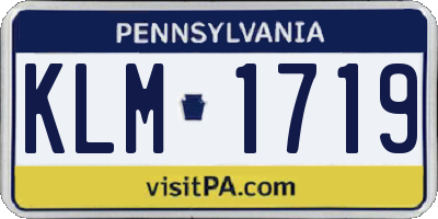 PA license plate KLM1719