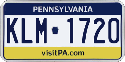 PA license plate KLM1720