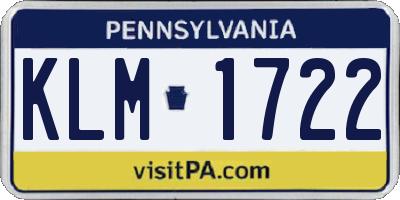 PA license plate KLM1722