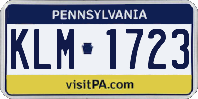 PA license plate KLM1723